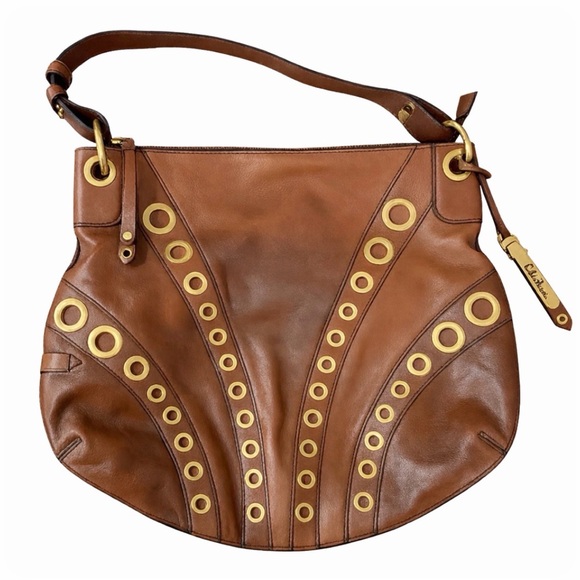 Cole Haan Handbags - Cole Haan Brown Leather Gold Grommet Shoulder Bag